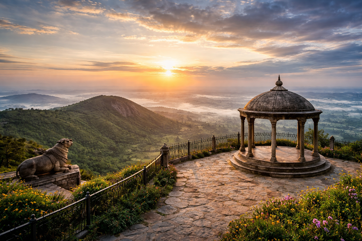 Nandi Hills sunrise view near Bangalore with scenic hills and viewpoint for day trip taxi service