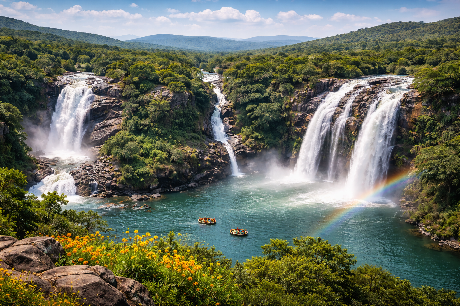 Shivanasamudra Falls near Bangalore scenic waterfall view for day trip taxi service