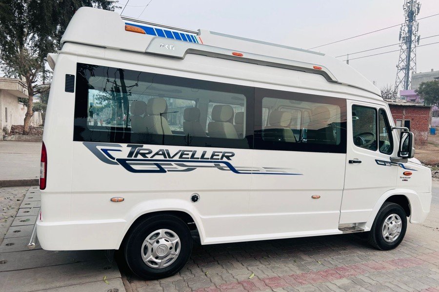 Tempo traveller rental in Bangalore with comfortable seating and clean interiors for group travel