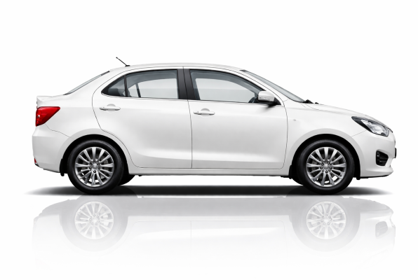 White Swift Dzire car for comfortable city and airport travel in Bangalore